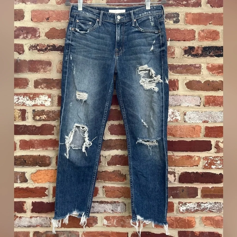 MOTHER The Sinner Jeans Ice Cream, You Scream Size 25 Distressed Mid-Rise Denim - Picture 3 of 15